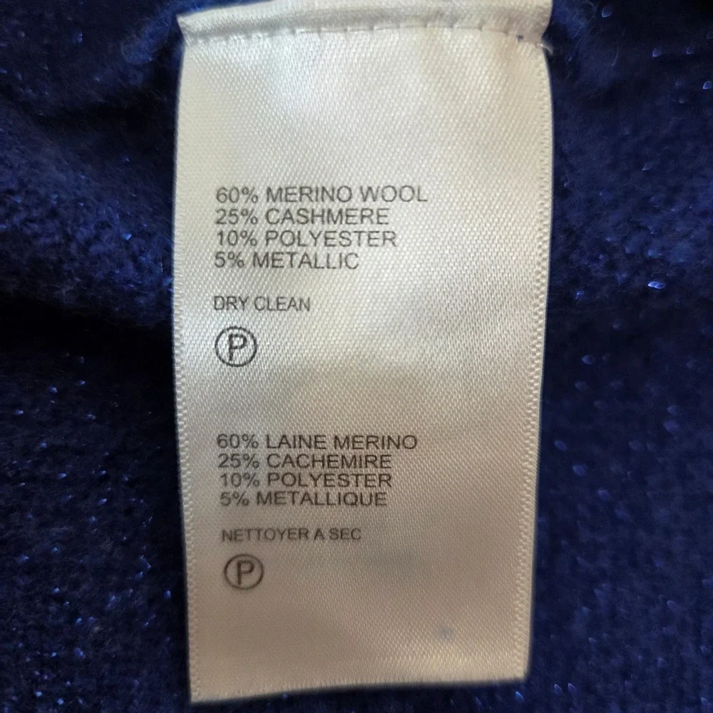 Tommy‎ Bahama Blue Merino Wool Cashmere Metallic V-Neck Sweater Womens Medium